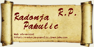 Radonja Papulić vizit kartica